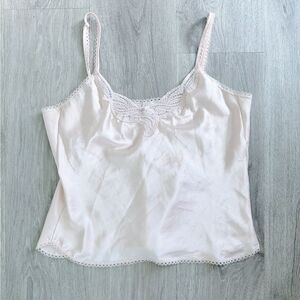 Vintage Blush Pink Elegant Lace Trim Tank Top